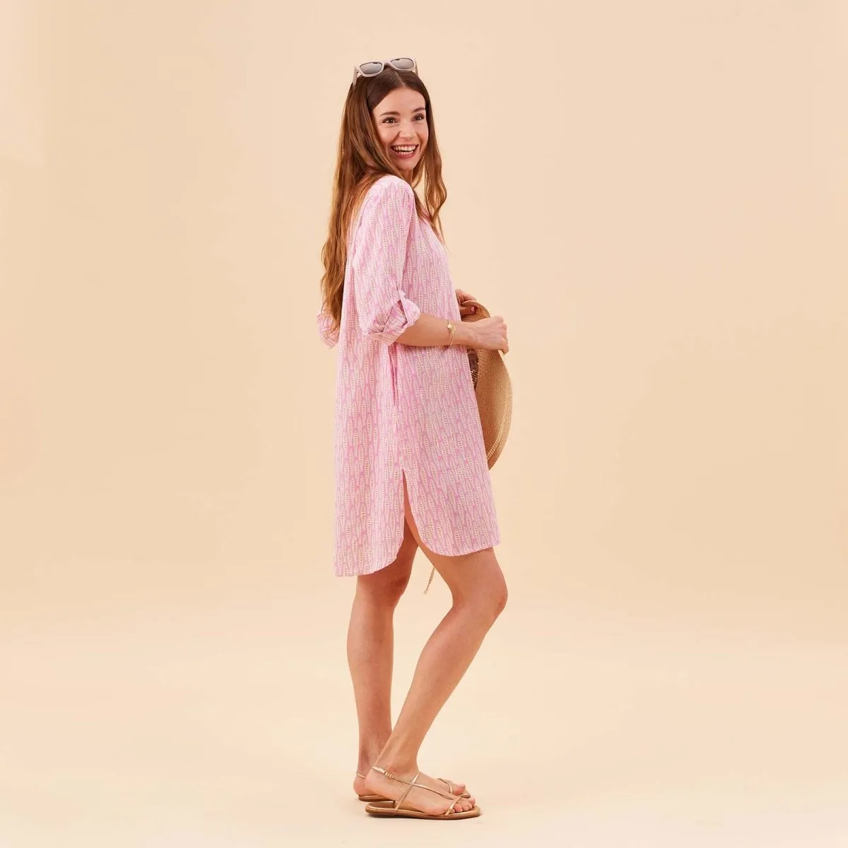 Sardina Pink Button Down Beach Tunic