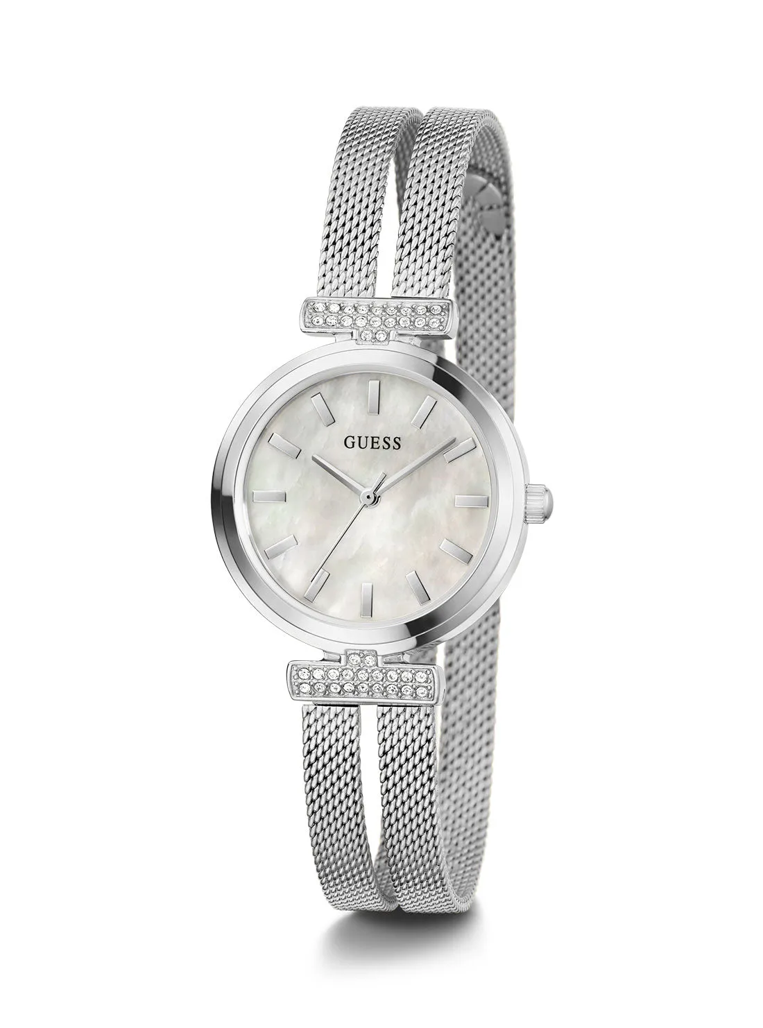 Silver Array Crystal Mesh Watch Guess