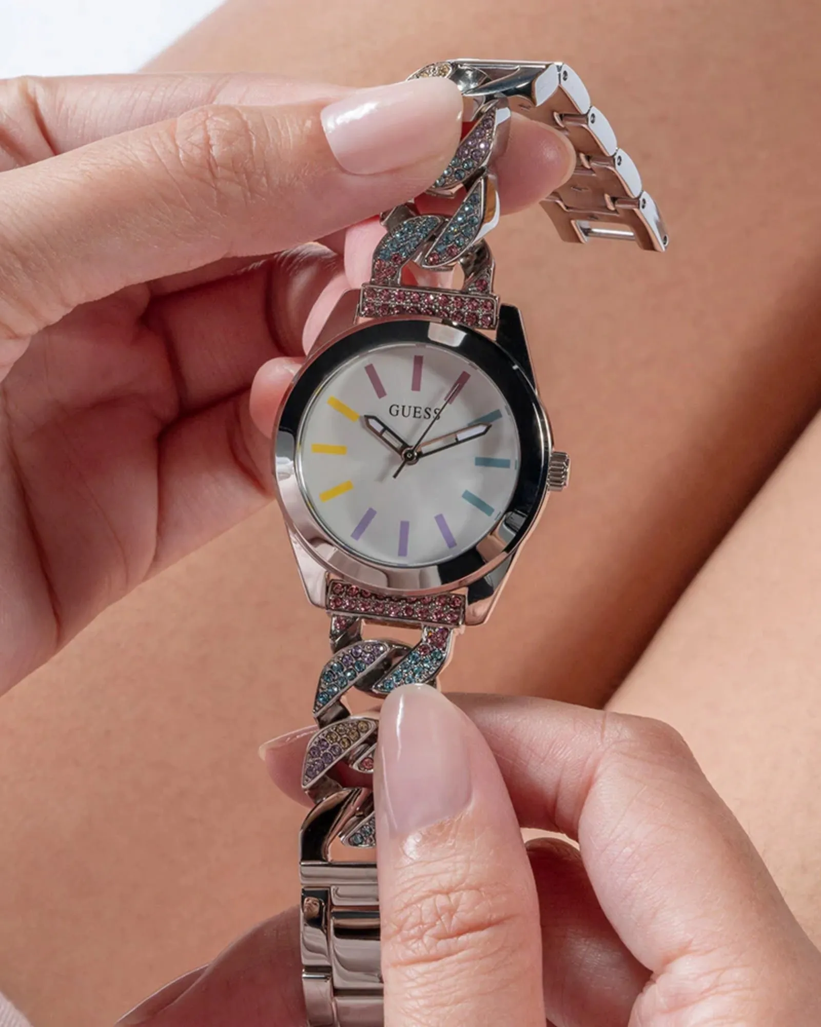 Silver Serena Multi Glitz Link Watch Guess