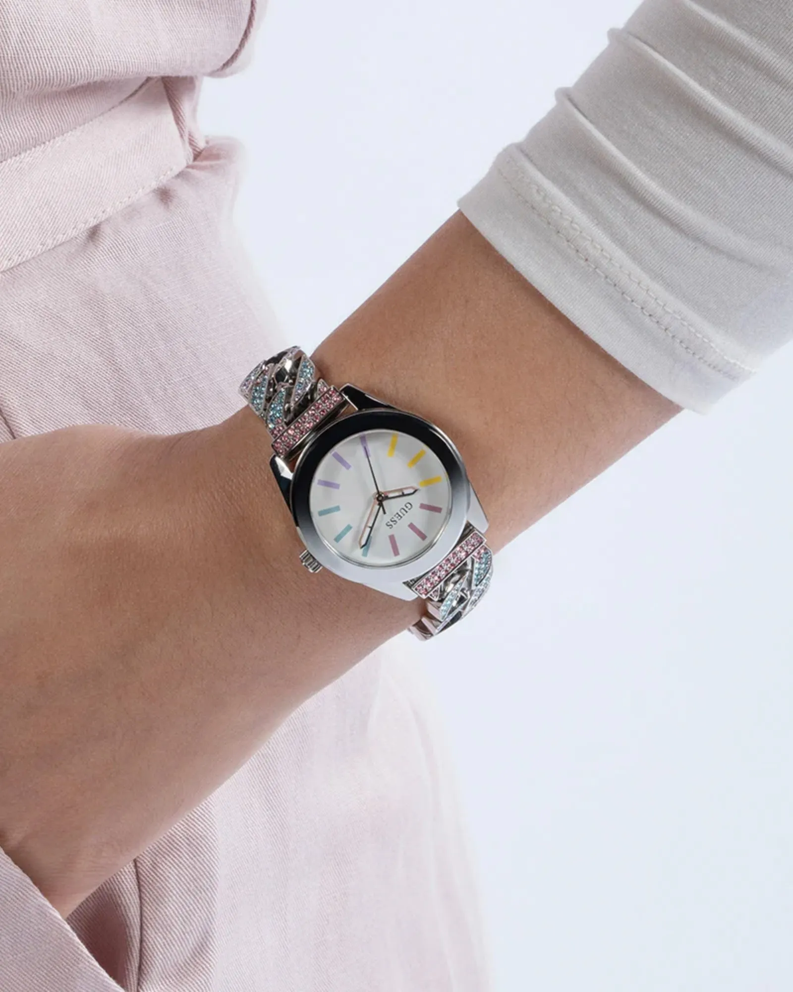 Silver Serena Multi Glitz Link Watch Guess