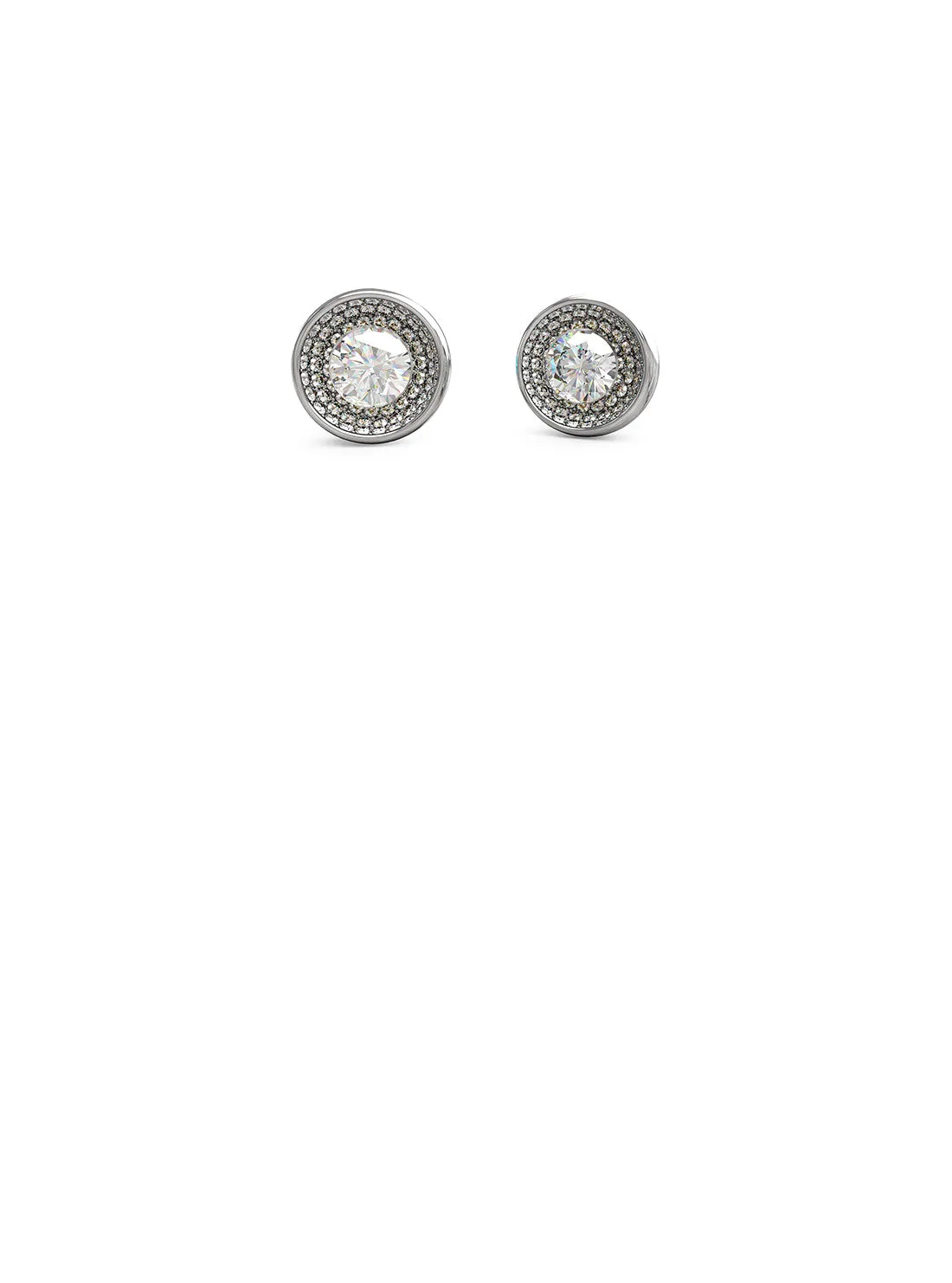 Silver Solitaire Crystal Stud Earrings Guess