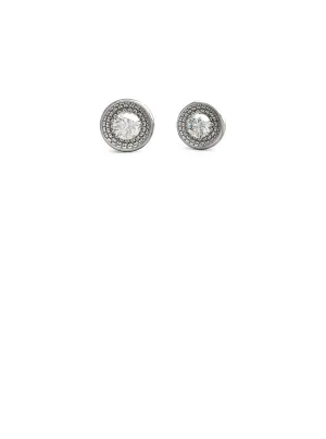Silver Solitaire Crystal Stud Earrings Guess