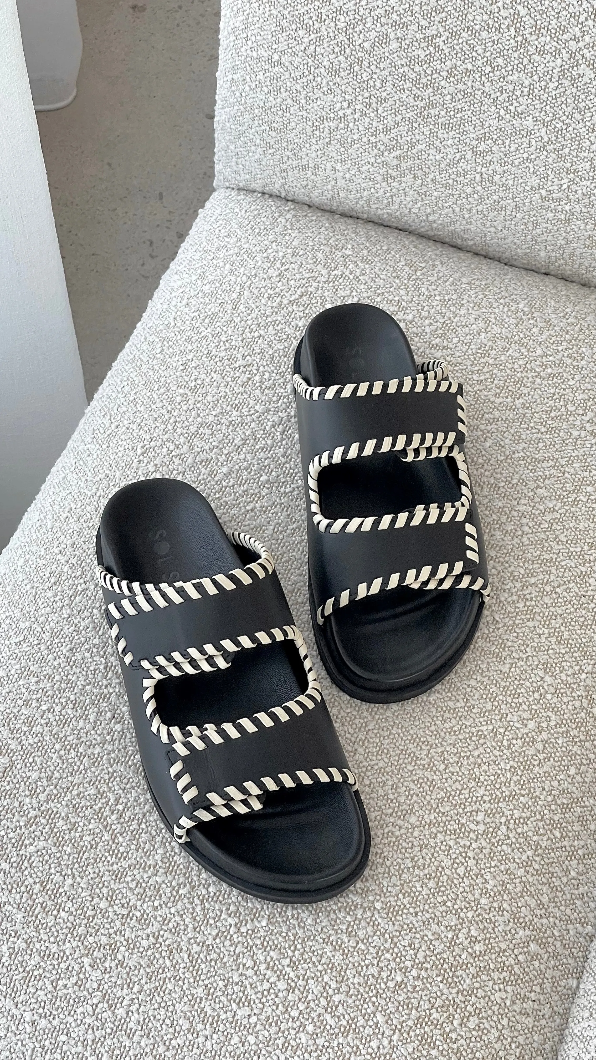 Sol Sana Fontelina Footbed - Black / Off White Trim Billy J