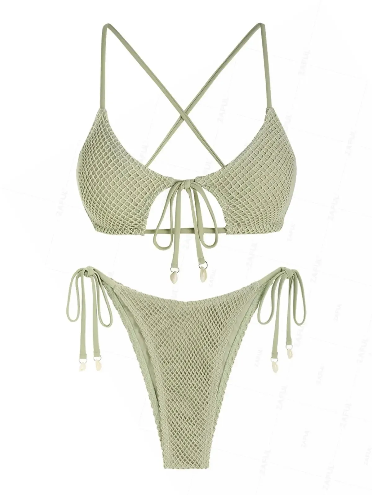 Spaghetti Strap Criss Cross Tie Cut Bikini Set Anna Kay Co