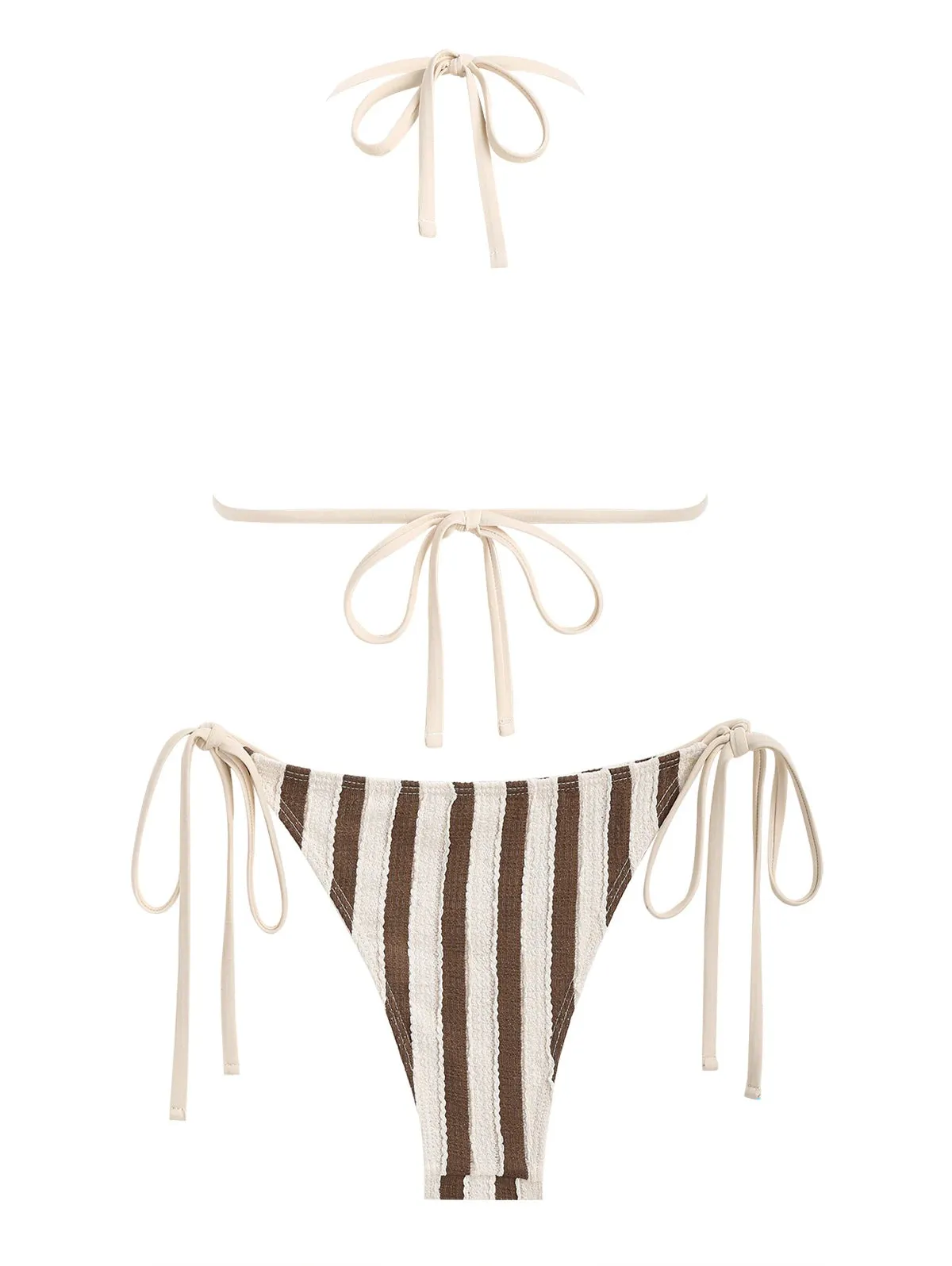Textured Striped Halter Neck Bikini Set Anna Kay Co