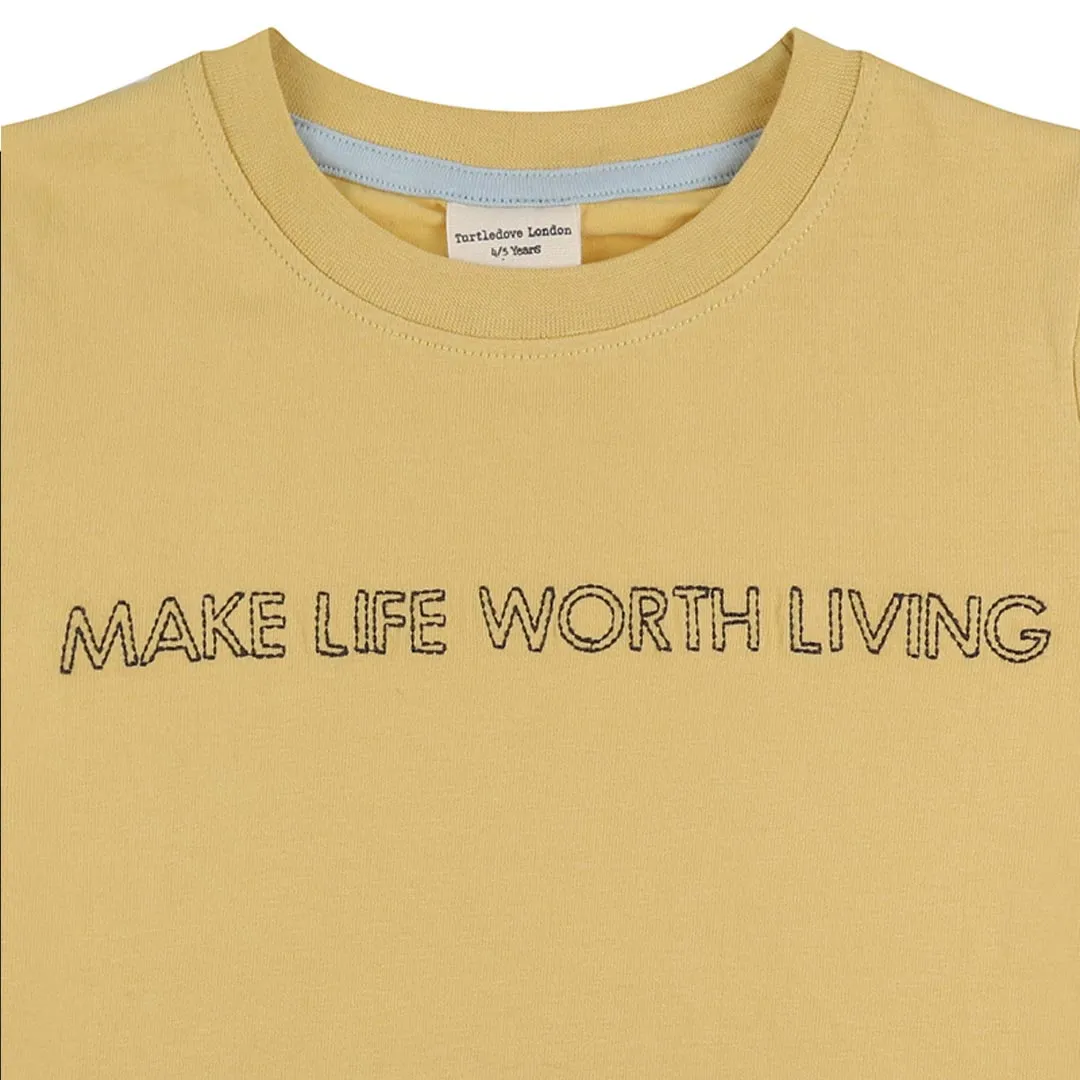 Turtledove London Living Life Embroidered T-Shirt - Sunshine