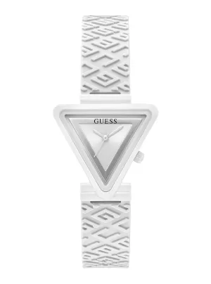 White Fame Logo Silicone Watch Guess