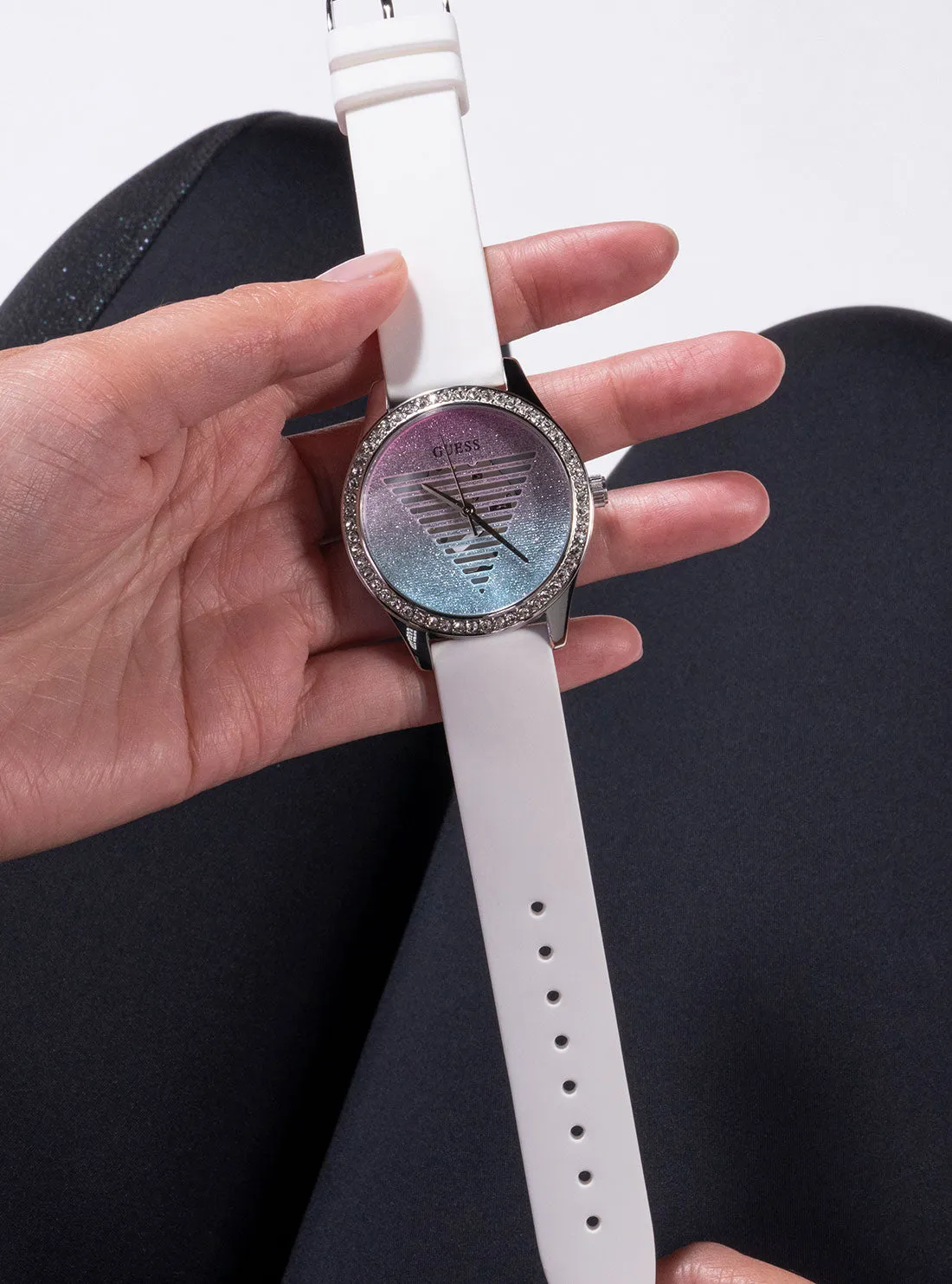 White Idol Lady Silicone Watch Guess