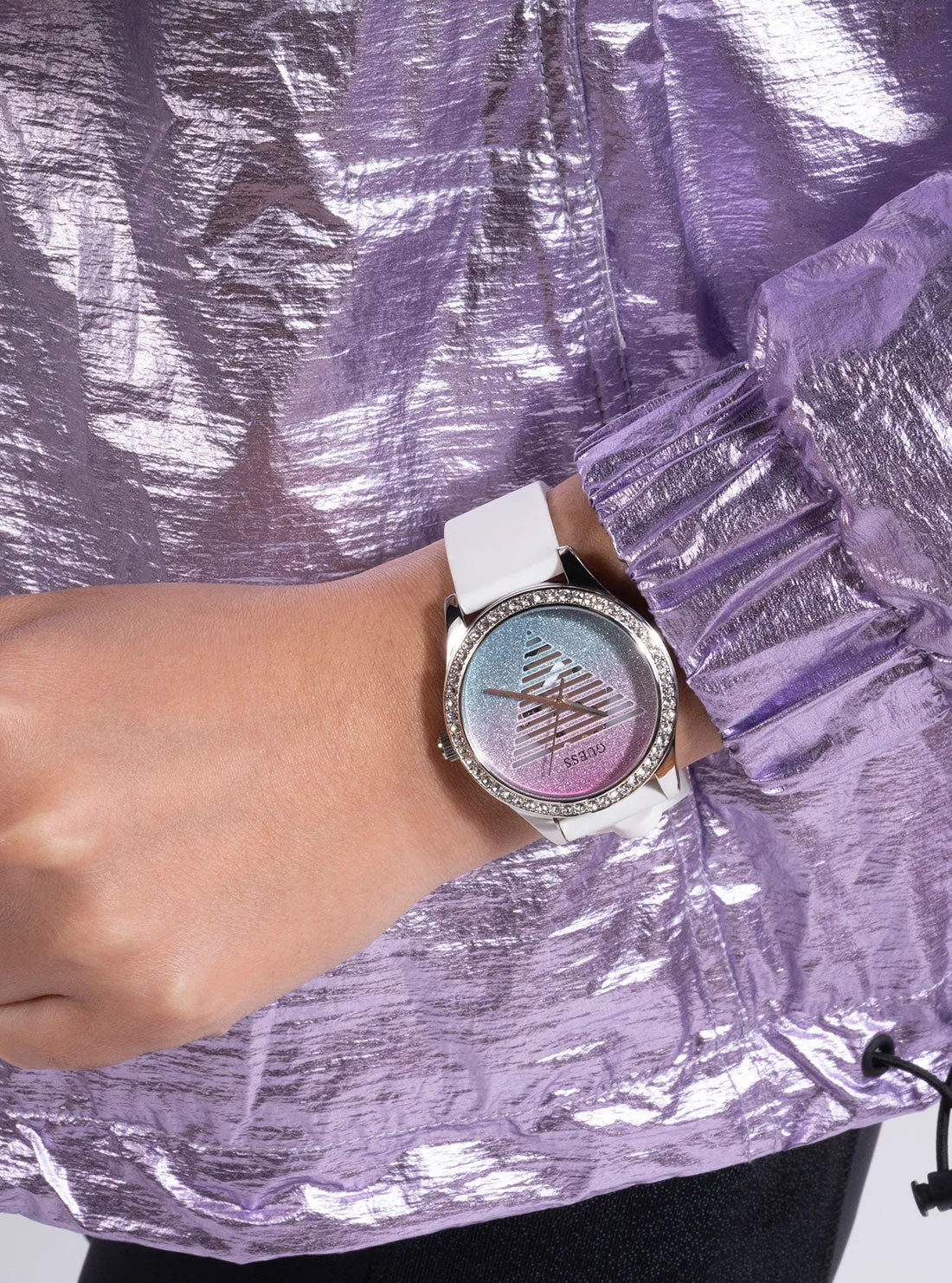 White Idol Lady Silicone Watch Guess