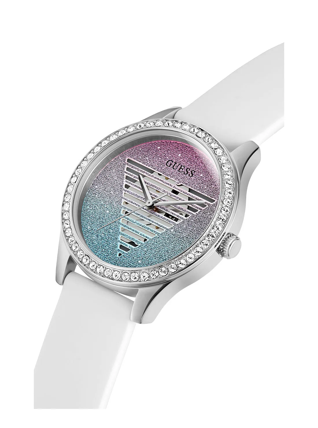 White Idol Lady Silicone Watch Guess