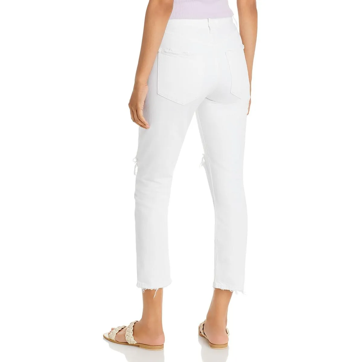 Womens Denim Distressed Cropped Jeans